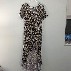 Wild fable black and yellow, high low, floral dress